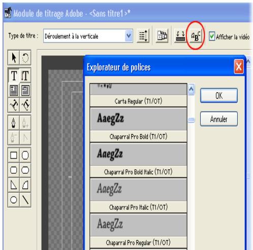 ADOBE PREMIERE PRO 7 - Sélectionnez une police et un corps de police. - 1