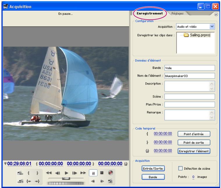 ADOBE PREMIERE PRO 7 - Pour enregistrer des éléments par pilotage de matériel : - 1