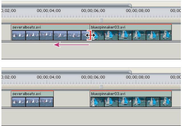 ADOBE PREMIERE PRO 7 - Pour modifier les points d'entrée et de sortie d'un élément dans la fenêtre Montage : - 1