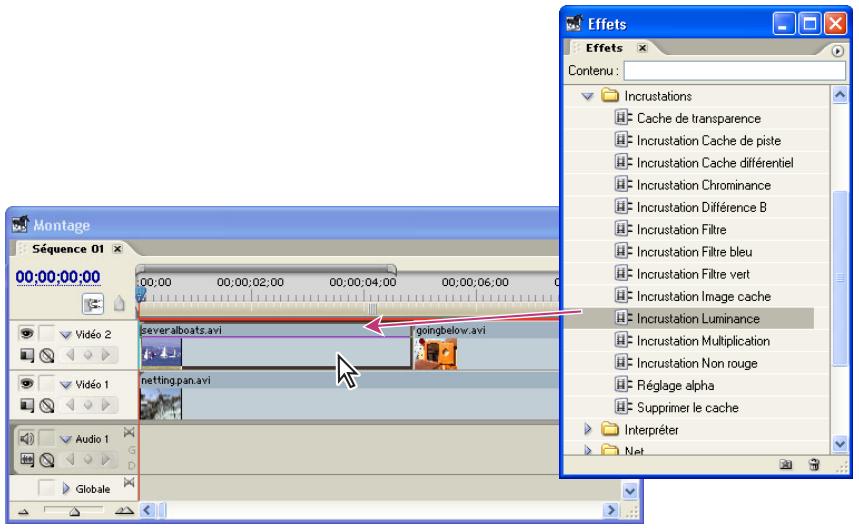 ADOBE PREMIERE PRO 7 - Pour appliquer une incrustation à un élément : - 1