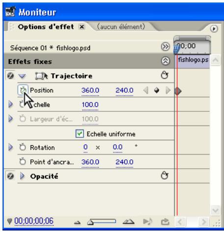 ADOBE PREMIERE PRO 7 - Définissez des images clés pour l'effect Trajectoire. - 1