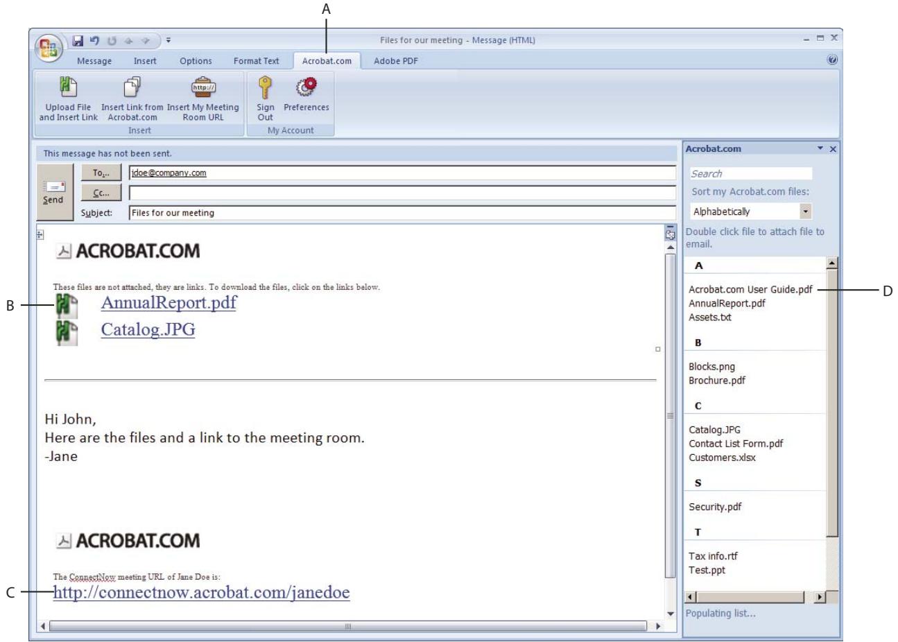 ADOBE ACROBAT COM - Insert file links or meeting URLs - 1