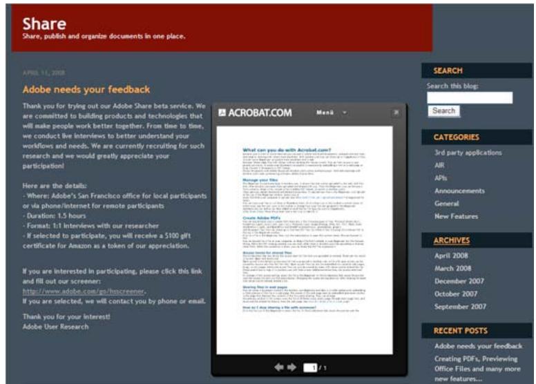 ADOBE ACROBAT COM - Freigeben von Dateien in Webseiten - 1