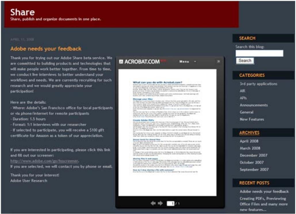 ADOBE ACROBAT.COM - Freigegeben von Dateien in Webseiten - 1