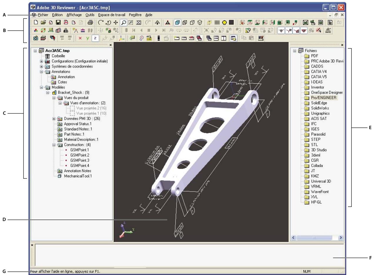 ADOBE ACROBAT 3D REVIEWER 9.0 - Présentation de la zone de travail - 1