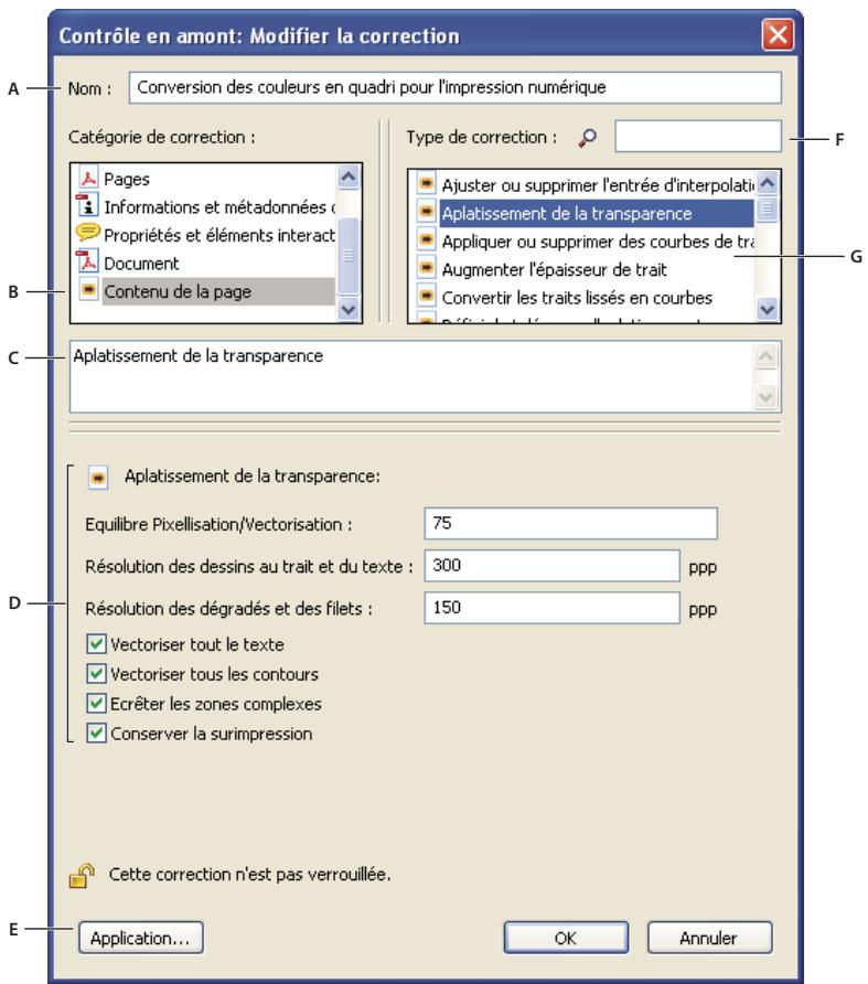 ADOBE ACROBAT 8 PROFESSIONAL - Présentation de la boîte de dialogue Modifier la correction - 1