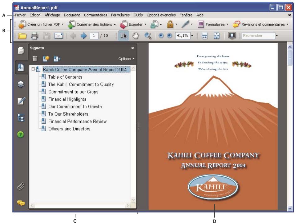 ADOBE ACROBAT 8 PROFESSIONAL - Affichage de la zone de travail pour les documents PDF ouverts dans l'application - 1