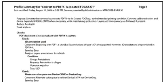 ADOBE ACROBAT 8 PROFESSIONAL - Affichage d'un résumé du profil - 1