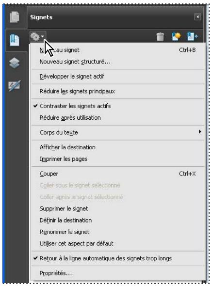 ADOBE ACROBAT PRO 9.0 - Options disponibles dans un panneau de navigation - 1