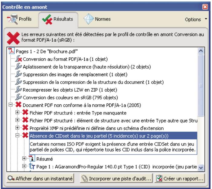 ADOBE ACROBAT PRO 9.0 - A propos des résultats du contrôle en amont - 1