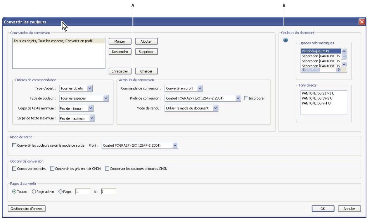 ADOBE ACROBAT PRO 9.0 - Présentation de la boîte de dialogue Convertir les couleurs - 1