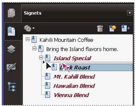 ADOBE ACROBAT PRO EXTENDED 9.0 - Déplacement d'un signet hors d'une position imbriquée - 1