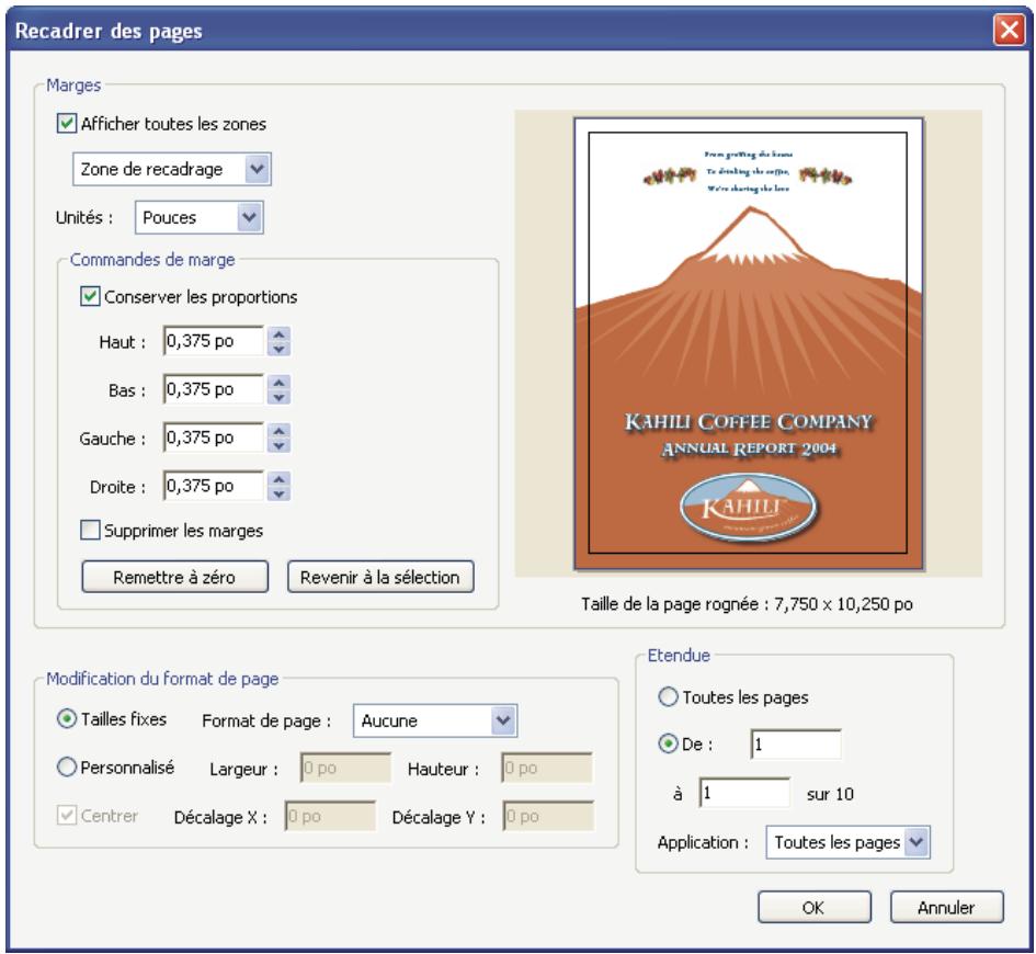 ADOBE ACROBAT PRO EXTENDED 9.0 - Présentation de la boîte de dialogue Recadrer des pages - 1