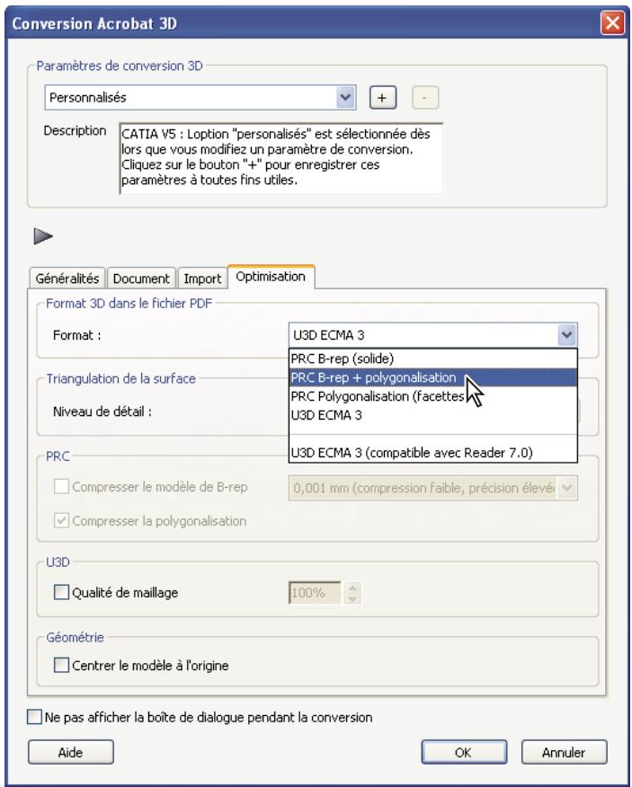 ADOBE ACROBAT PRO EXTENDED 9.0 - Paramètres de conversion Acrobat 3D - 1