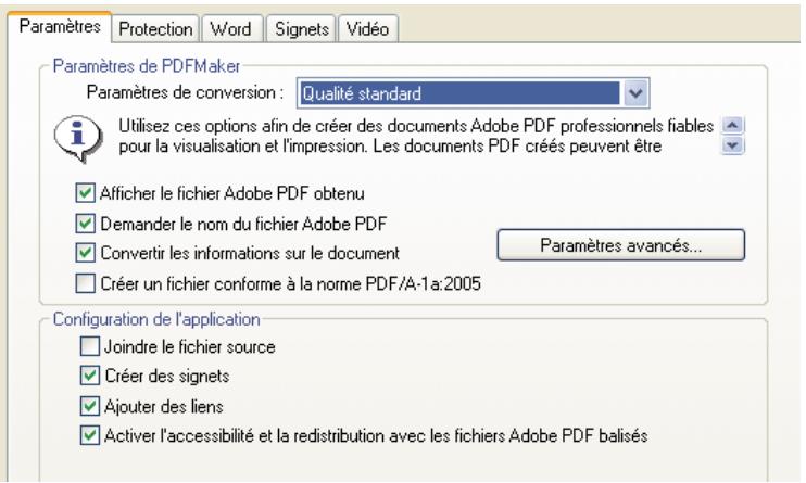 ADOBE ACROBAT PRO EXTENDED 9.0 - Sélectionnez les paramètres de conversion PDF. - 1
