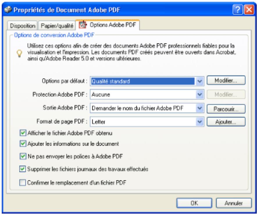 ADOBE ACROBAT PROFESSIONAL 7.0 - Configuration des préférences d'impression d'Adobe PDF (Windows) - 1
