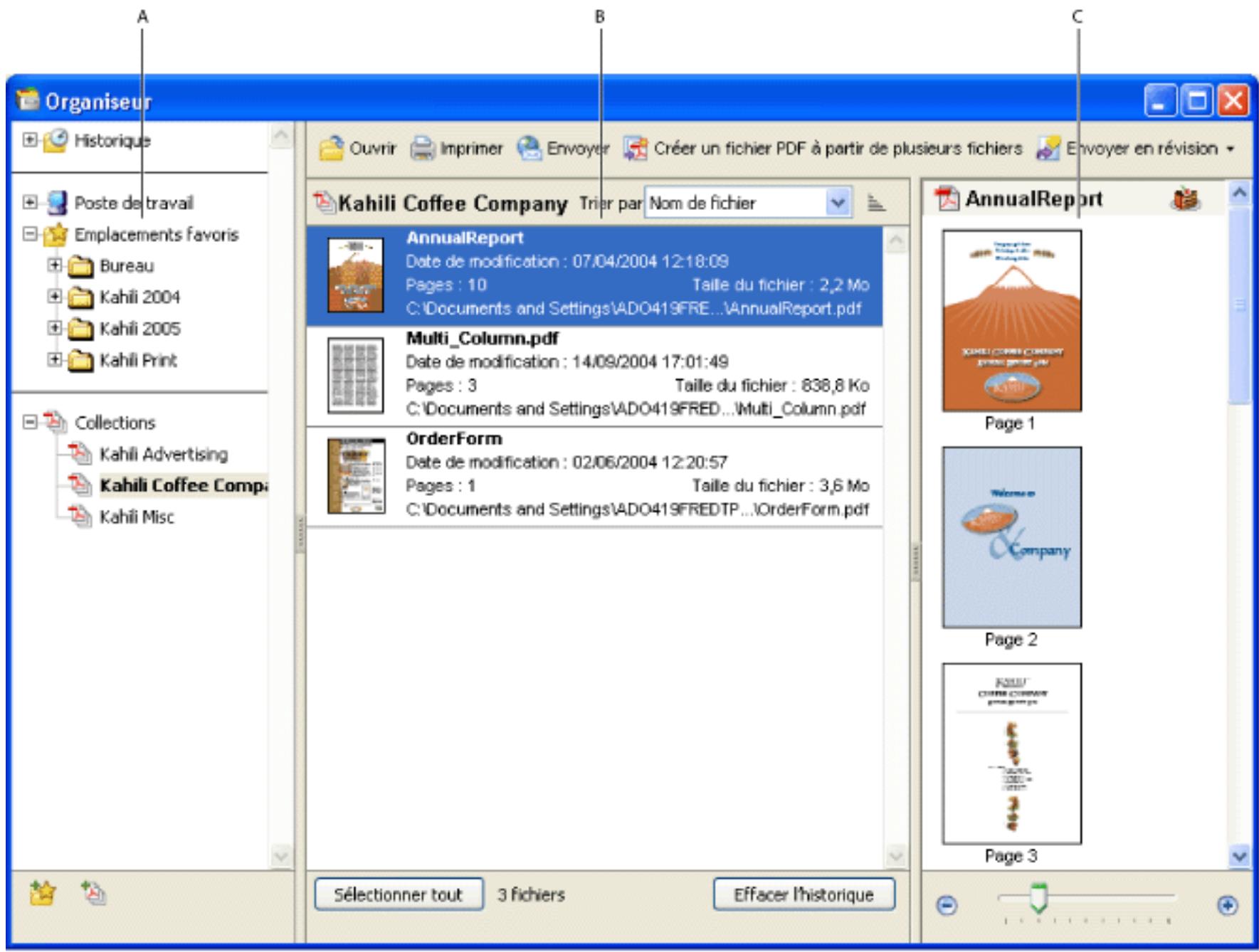 ADOBE ACROBAT PROFESSIONAL 7.0 - Utilisation de la fenêtre Organiseur - 1