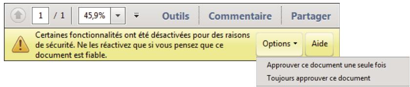 ADOBE ACROBAT XI - Barre de message du document - 2