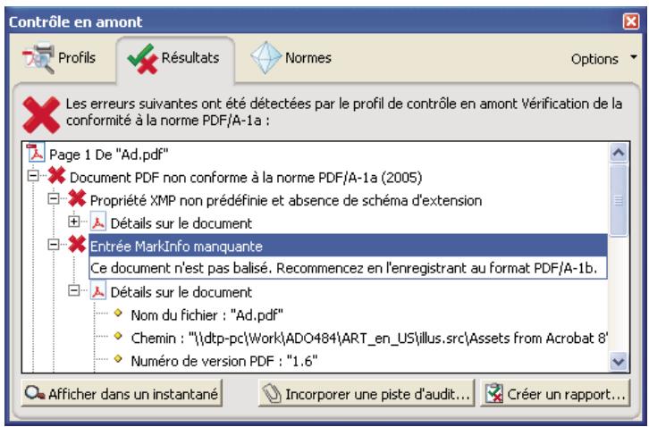 ADOBE ACROBAT XI - A propos des résultats du contrôle en amont - 1