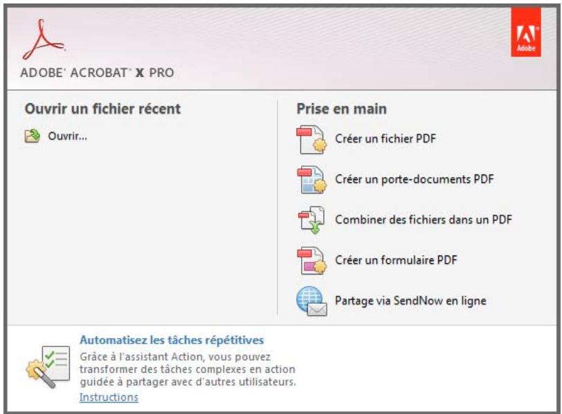 ADOBE ACROBAT XI - Ecran de bienvenue - 1