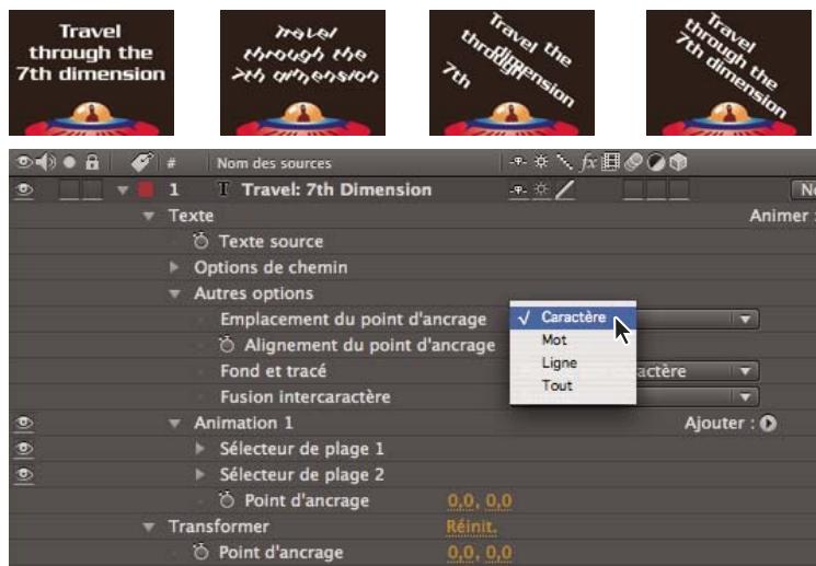 ADOBE AFTER EFFECTS CS4 - Propriétés du point d'ancrage du calque de texte - 1