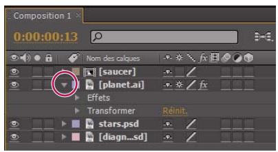 ADOBE AFTER EFFECTS CS5 - Propriétés des calques dans le panneau Montage - 2