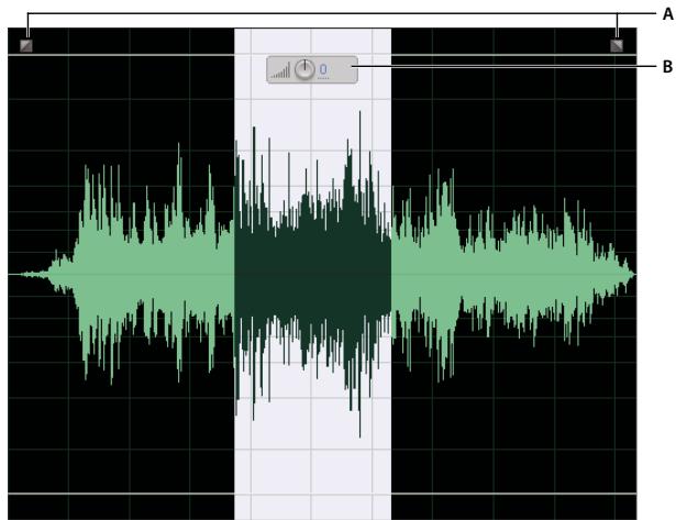 ADOBE AUDITION 3 - À propos des commandes de fondu et de gain sur clip - 1