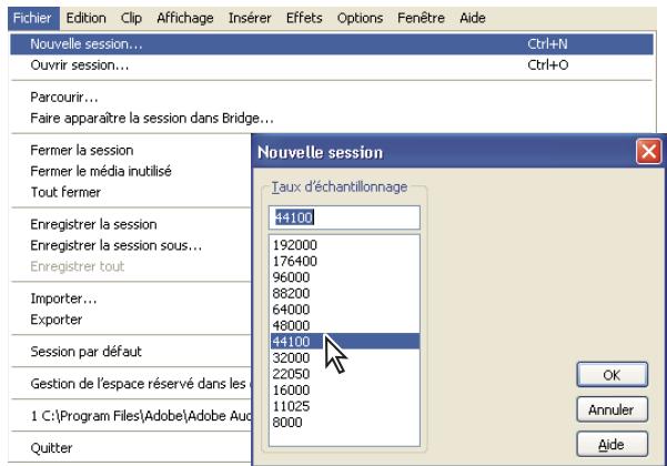 ADOBE AUDITION 3 - Ouverture ou création d'une session - 3