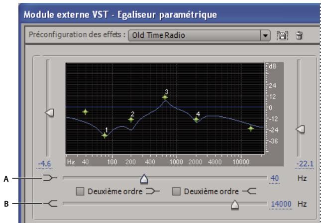 ADOBE AUDITION 3 - Options de l'effet Égaliseur paramétrique - 1