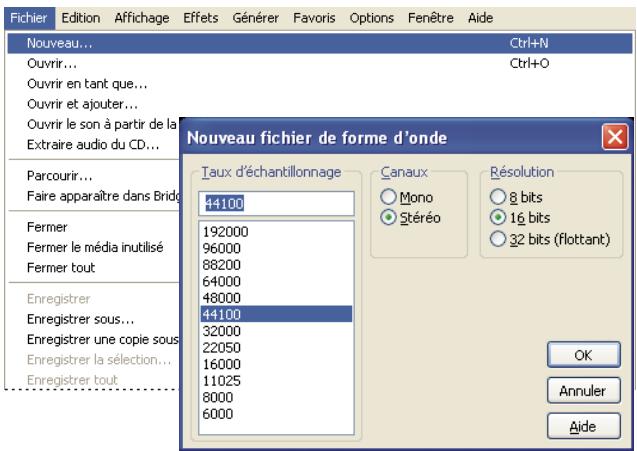 ADOBE AUDITION 3 - Ouverture ou création d'un fichier - 2