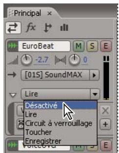 ADOBE AUDITION 3 - Options du mode d'automatisation de piste - 1