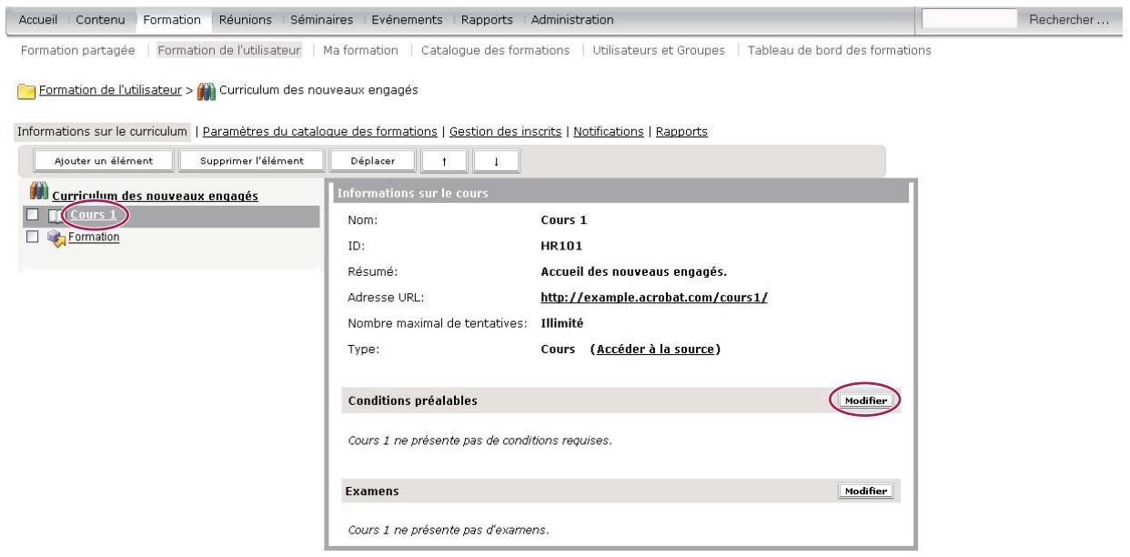 ADOBE CONNECT 8 - Affectation de conditions préalables à un élément - 1