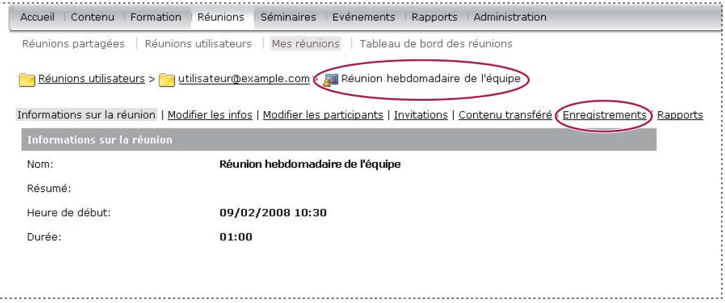 ADOBE CONNECT 8 - Affichage de la liste des réunions enregistrées - 1