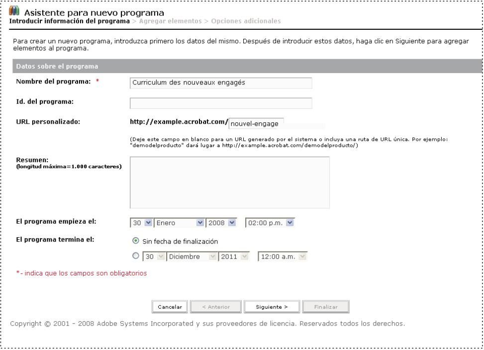 ADOBE CONNECT 8 - Saisie des informations sur le curriculum - 1