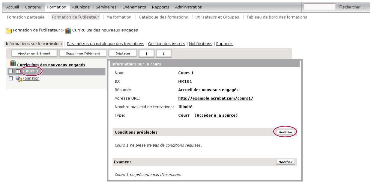 ADOBE CONNECT 9 - Affectation de conditions préalables à un élément - 1