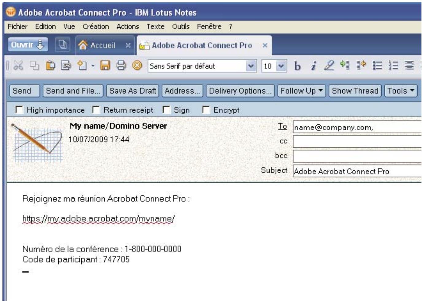 ADOBE CONNECT PRO 7.5 LOTUS - Envoi d'une invitation par message électronique - 1