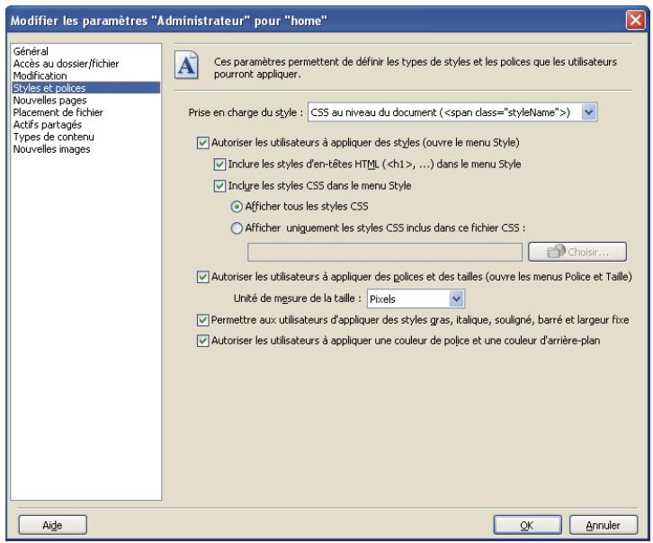 ADOBE CONTRIBUTE 6.5 - Définition du style et des polices - 1