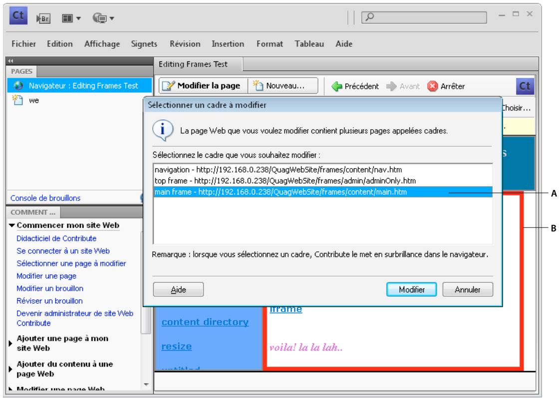 ADOBE CONTRIBUTE 6.5 - Modification du contenu du cadre - 1