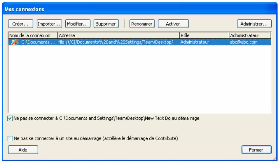 ADOBE CONTRIBUTE 6.5 - Gestion des connexions à un site Web et à un serveur de blogs - 1