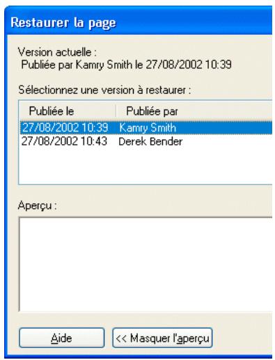ADOBE CONTRIBUTE 6.5 - Restauration de la version précédente d'une page - 1