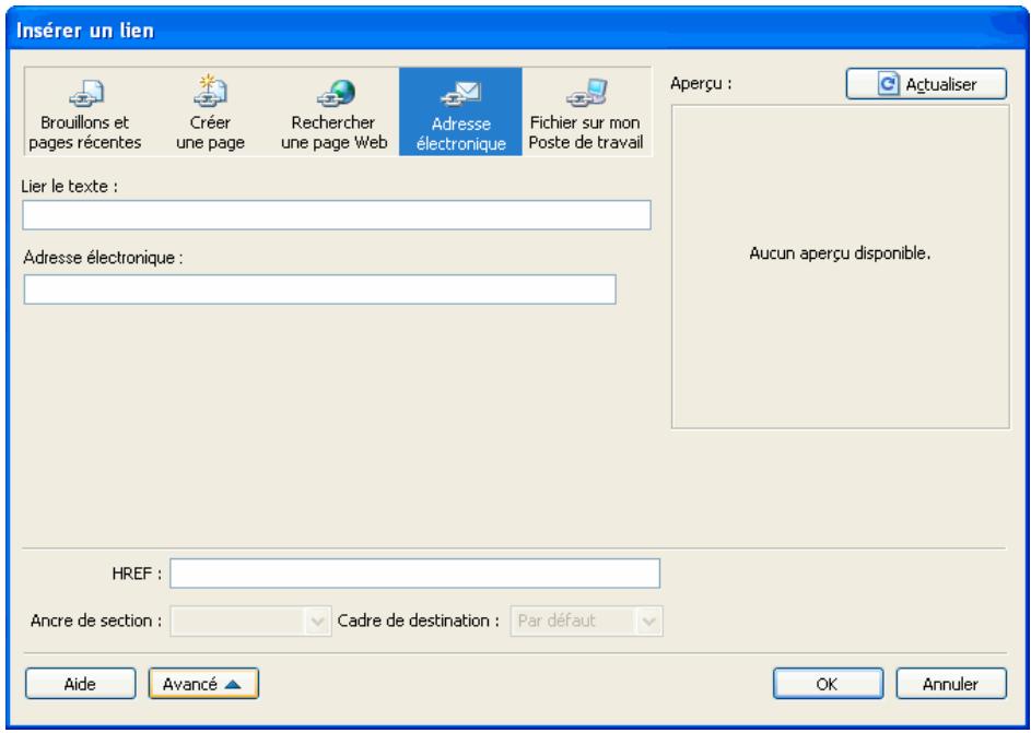 ADOBE CONTRIBUTE CS3 - Pour creer un lien vers une adresse electronique : - 1