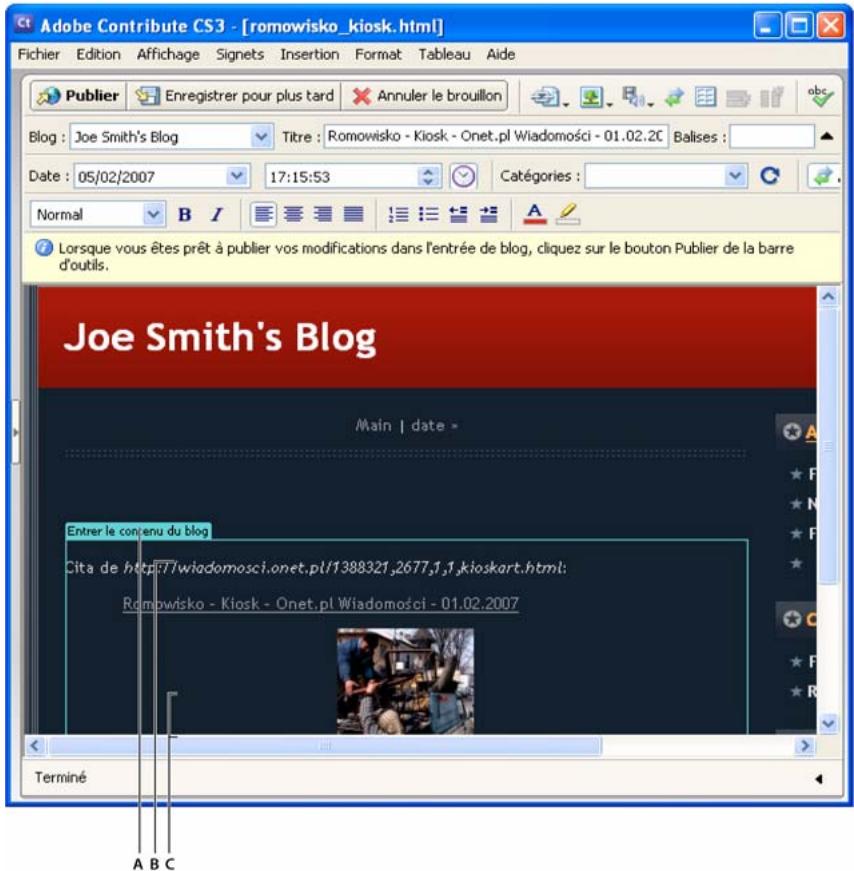 ADOBE CONTRIBUTE CS3 - Pour publier du contentu sur un blog depuis Microsoft Office : - 4