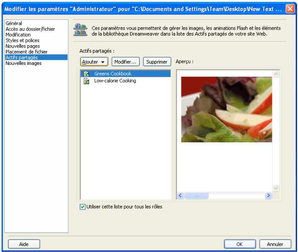 ADOBE CONTRIBUTE CS3 - Définition des paramètres pour les actifs partagés - 1
