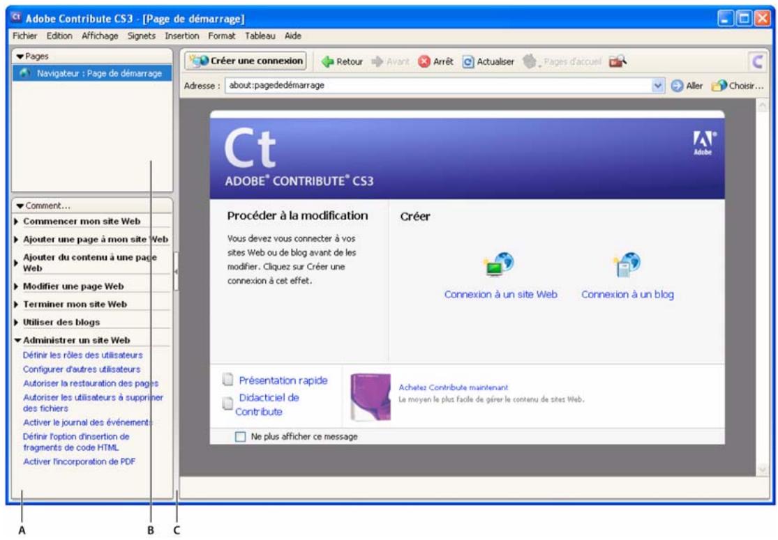 ADOBE CONTRIBUTE CS3 - Panneau de navigation de Contribute - 1