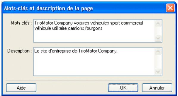 ADOBE CONTRIBUTE CS3 - Pour ajouter des mots-clés et une description à une page ou les modifier : - 1