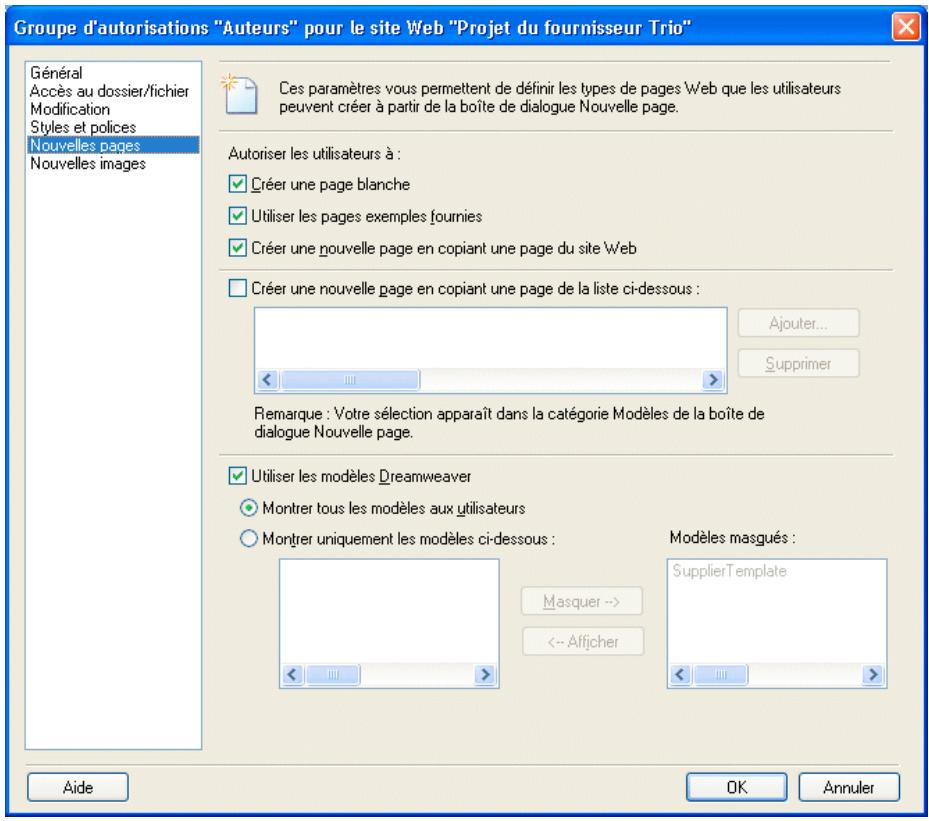 ADOBE CONTRIBUTE CS3 - Pour définiir les options Nouvelles pages pour un site Web : - 1
