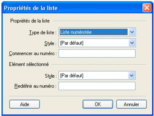 ADOBE CONTRIBUTE CS3 - Pour définir les propriétés d'une liste complète : - 1