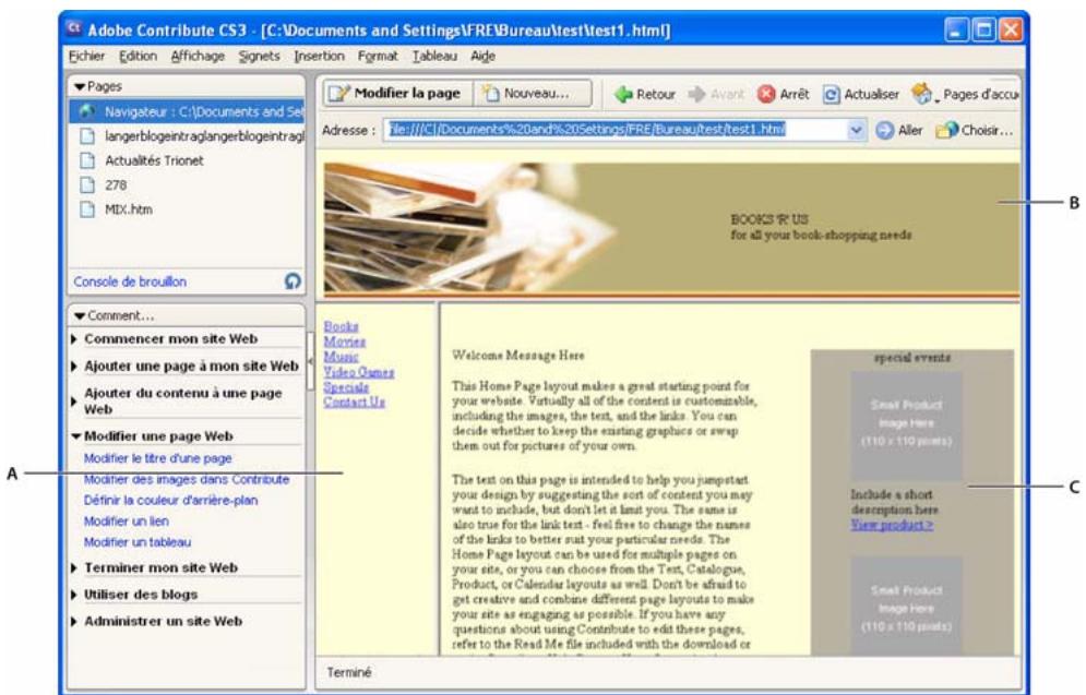 ADOBE CONTRIBUTE CS3 - A propos des cadres - 1