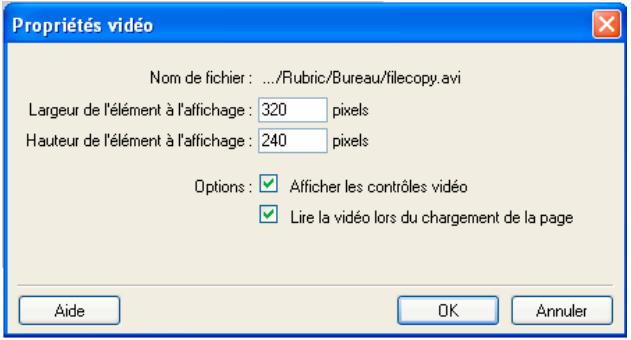 ADOBE CONTRIBUTE CS3 - Pour définiir les propriétés video : - 2