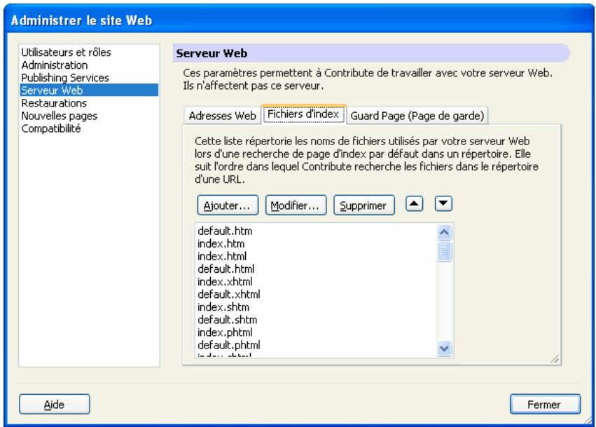 ADOBE CONTRIBUTE CS3 - Pour ajouter un nom de fichier d'index : - 1